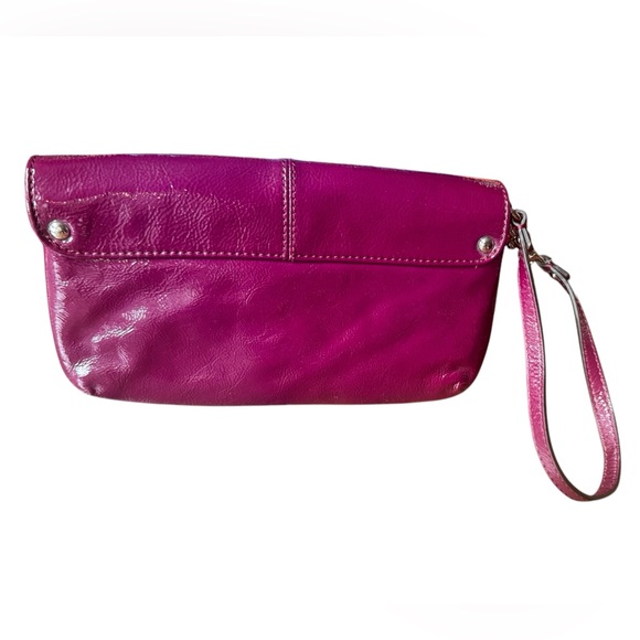 Coach Dark Plum Large Patent Leather Wristlet - Picture 10 of 11